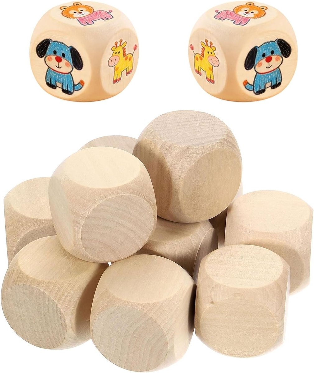 30 Stuks Blanko Houten Dobbelstenen voor DIY Projecten, Creatief Schilderen en Graveren (20x20x20mm)