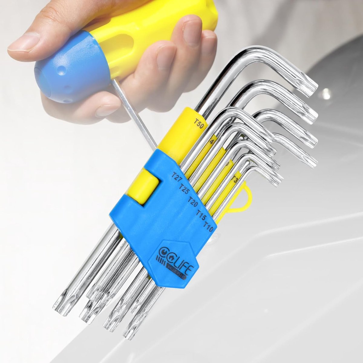 SnelShoppen - Torx Sleutels Set T10-T50 - 9-delige Schroevendraaier Set met Handvat - Hoogwaardig CR-V Materiaal - Voor Binnen Torx Schroeven