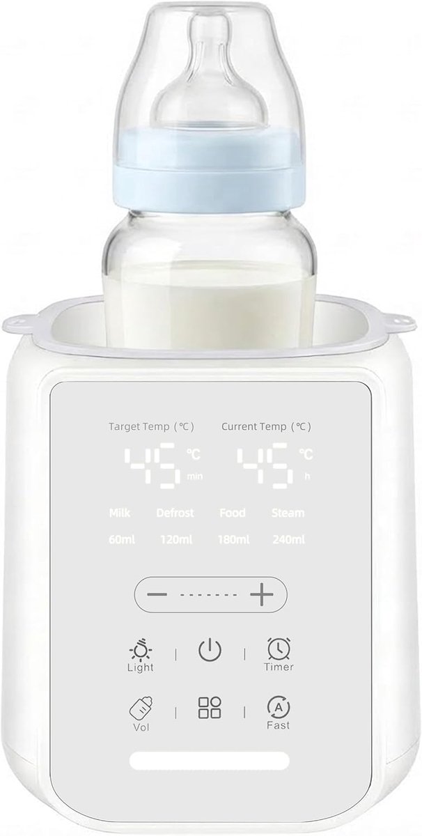 SnelShoppen - Babyflesverwarmer 8-in-1 met Nachtlampje, Intelligente Temperatuurcontrole, Sterilisatie, Oververhittingsbeveiliging, BPA Vrij