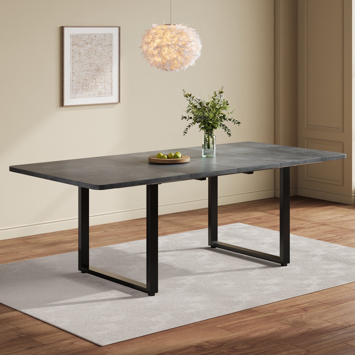 Uitschuifbare eettafel - drie lengtes - 140/180/220x80 cm - voor 6-10 personen - voor eetkamer en keuken - grijs