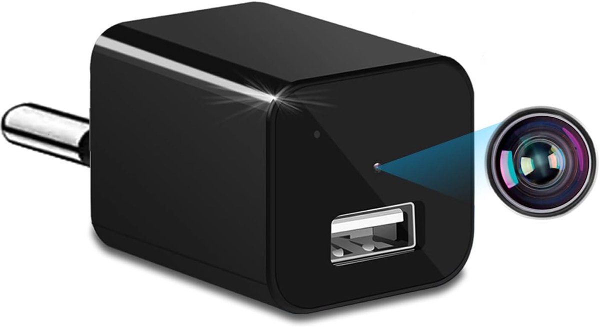 SnelShoppen - 1080P Surveillance Camera USB Oplader met Bewegingsdetectie, Continu Opnemen en VCR Functie, Ideaal voor Binnen, Kantoor en Bedrijfsbeve