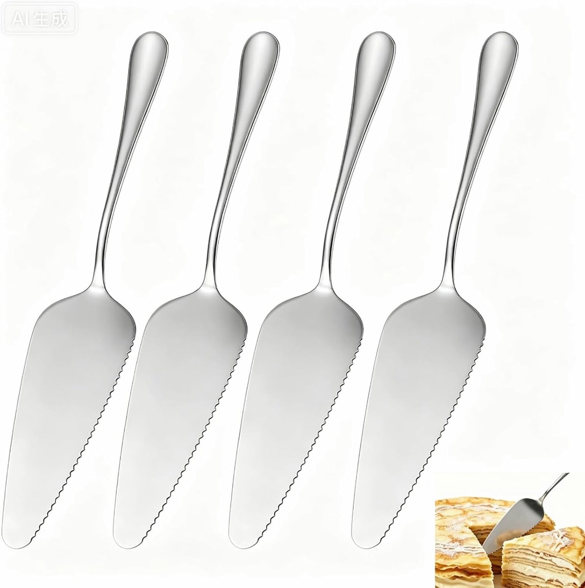 SnelShoppen - Taartschep Set van 4 Stuks - Professionele Taartscheppen voor Taarten, Taart, Gebak, Dessert - Ideaal voor Feestjes, Verjaardagen, BBQ's