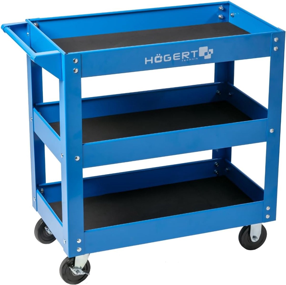 SnelShoppen - Workshop Trolley met 3 Niveaus | 110 kg Draagvermogen | 4 PVC Wielen | Gereedschapkar voor Werkplaats, Garage en Klussen | 730 x 384 x 8