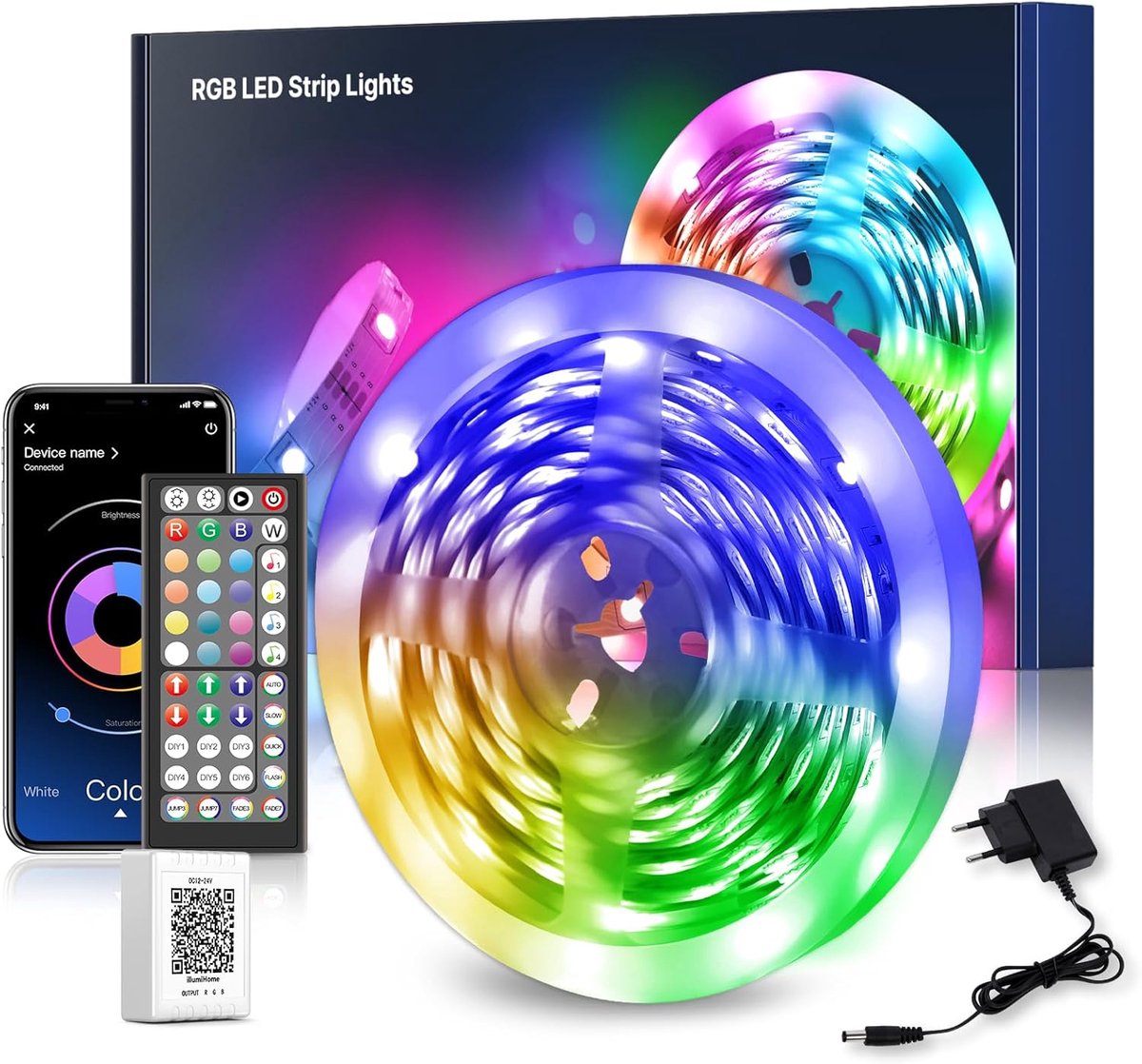 SnelShoppen - LED Strip 5 m RGB Kleurveranderende LED Lichten met App en Afstandsbediening - Muzieksynchronisatie voor Sfeervolle Verlichting in Slaap