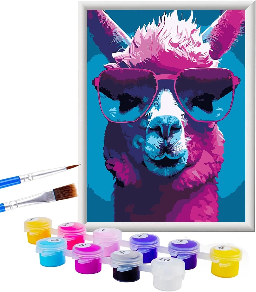 SnelShoppen - Kids Creatief Schilderen op Nummeren Set - Schilderen voor Kinderen met 6 Dieren - Alpaca Schilderen voor Kinderen van 7-9 Jaar - Inclus