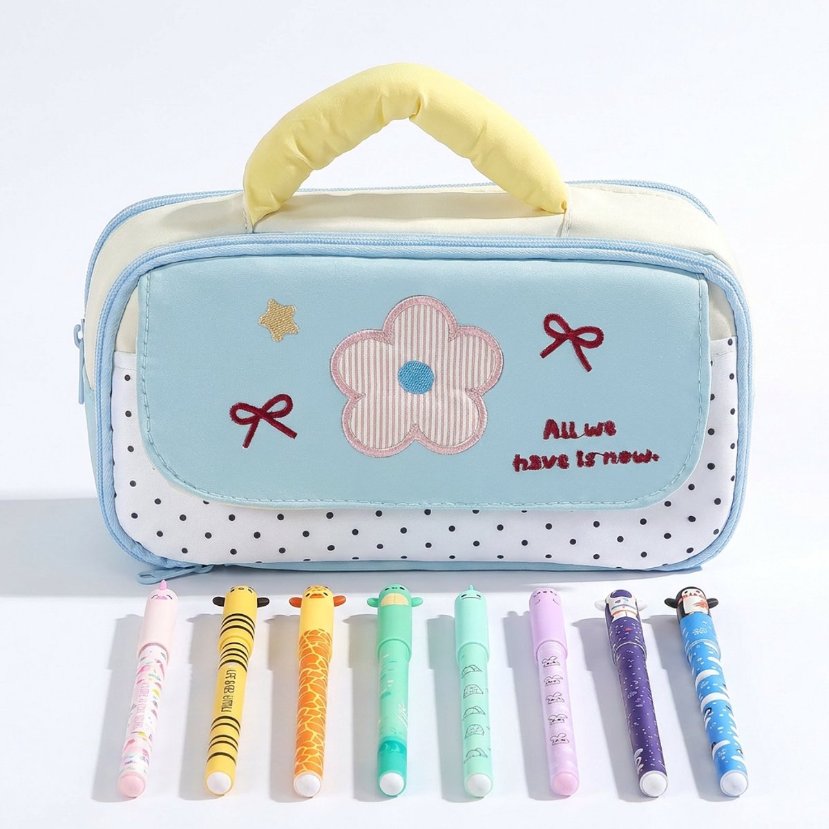 Ryoudavell - Pennenzak voor jongens en meisjes - Uitwisbare pennen 8 kleuren - 0.6 mm Cartoon Patroon Dierenpen voor Schoolspullen van Kinderen of Kantoorbenodigdheden voor Volwassenen - Cadeauset