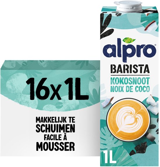 Alpro Barista Kokos - Plantaardige Kokosmelk - Geschikt voor Koffie - Lactosevrij - 16 x 1L