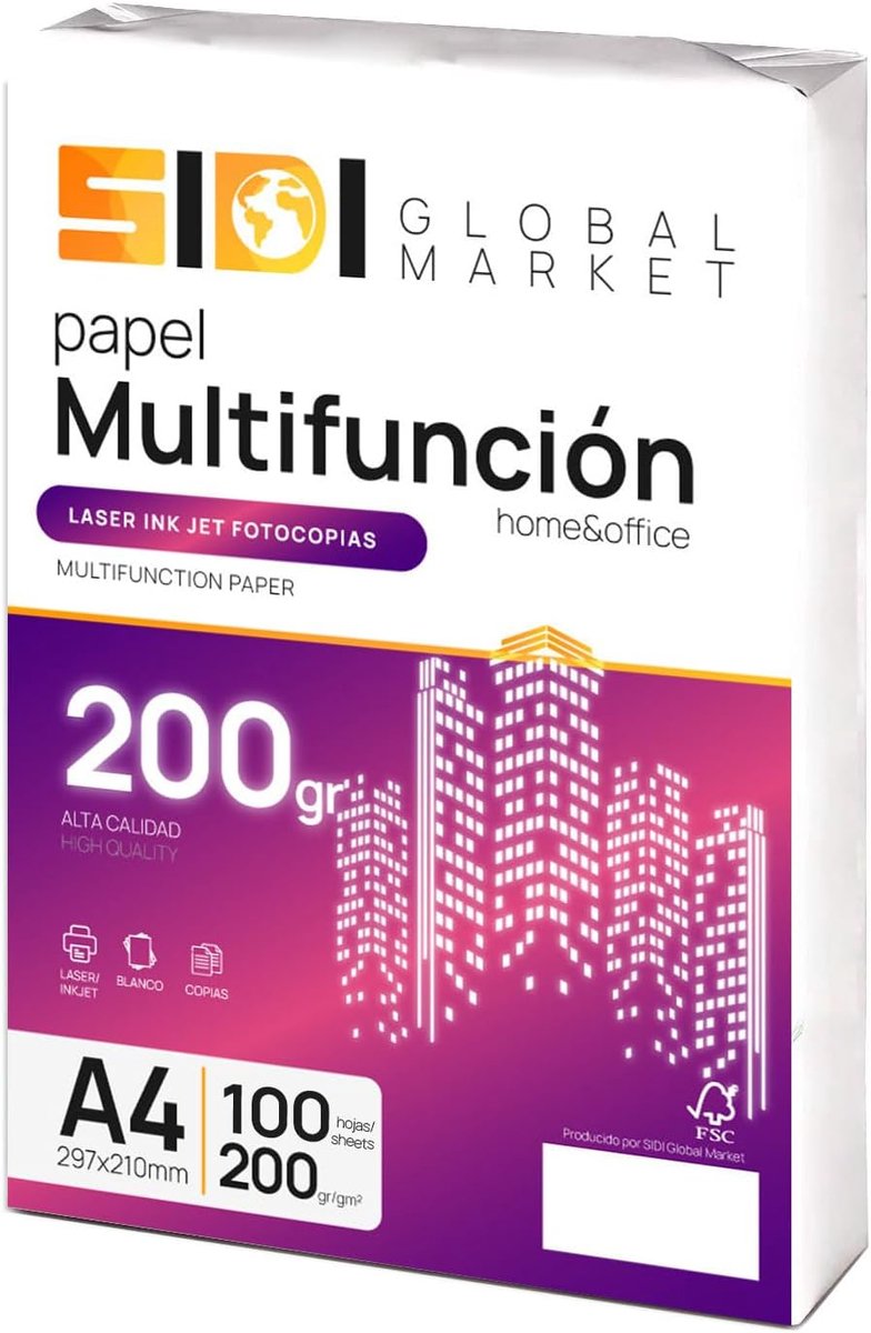 SnelShoppen - A4 Papier 200g - Multifunctioneel Kopieerpapier voor School, Werk of Thuisgebruik, Extra Wit, 100 Vellen, Hoogwaardige Kwaliteit
