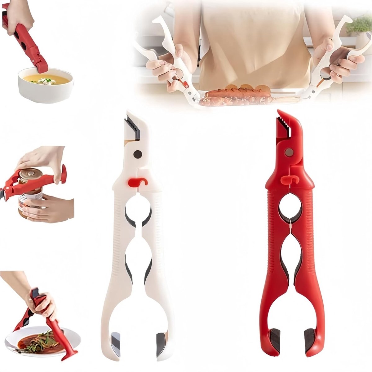 2-in-1 Siliconen Tangen voor Airfryer, Antislip Handvat, Hittebestendige Klemmen en Keuken Pincet voor Makkelijk Grijpen en Tillen van Schalen