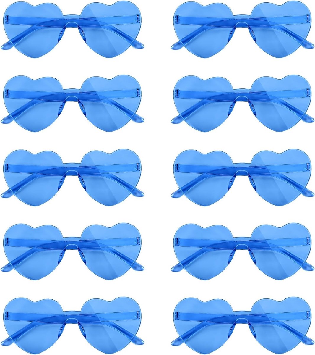 10 Paar Hartvormige Zonnebrillen voor Dames - Rimless Hartvormige Zonnebrillen in Candy Kleuren voor Kostuums en Cosplay