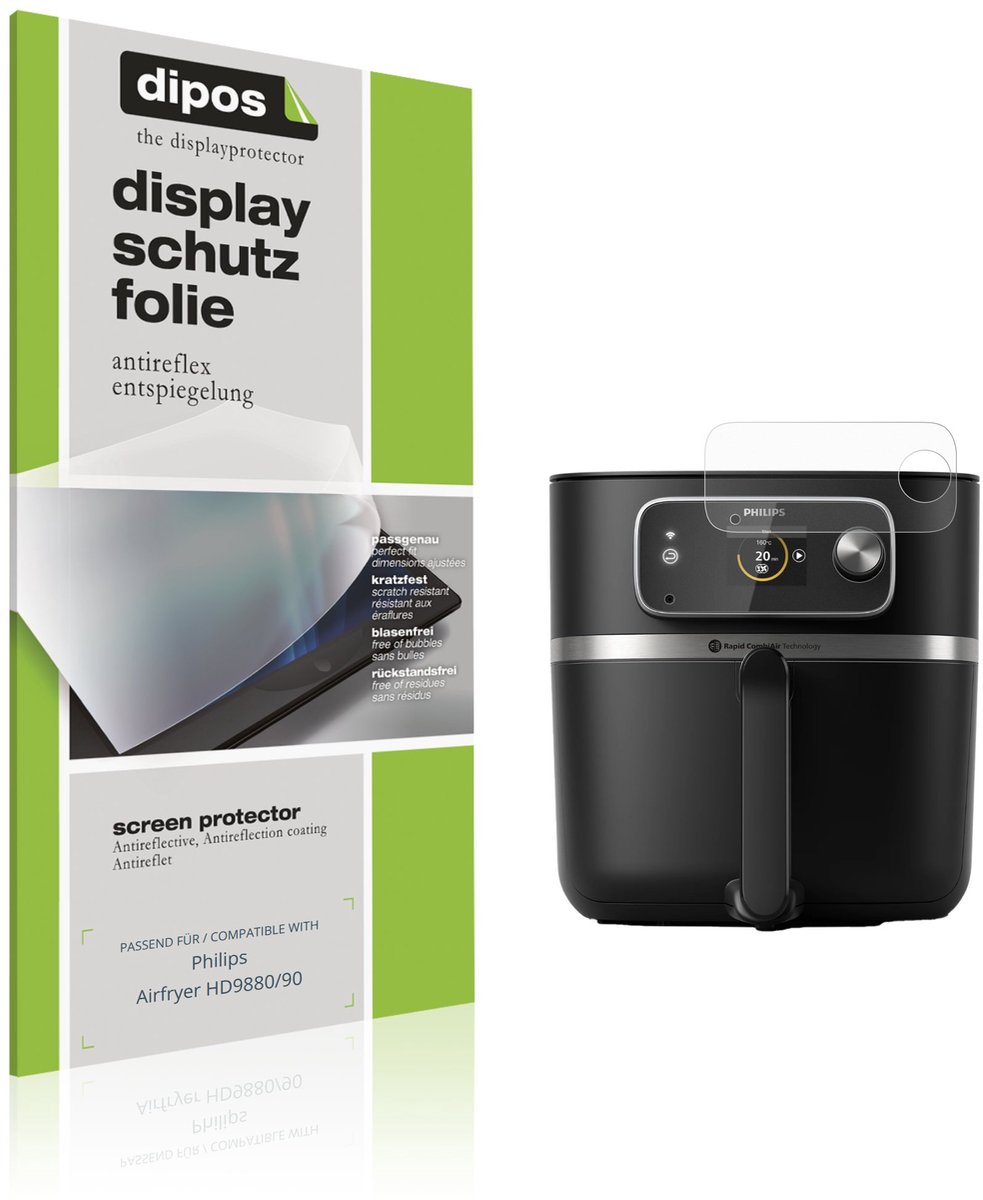 dipos – 2x Matte Beschermfolie geschikt voor Philips Airfryer HD9880/90 | Krasbestendige & antireflecterende Screenprotector Ultra-Thin
