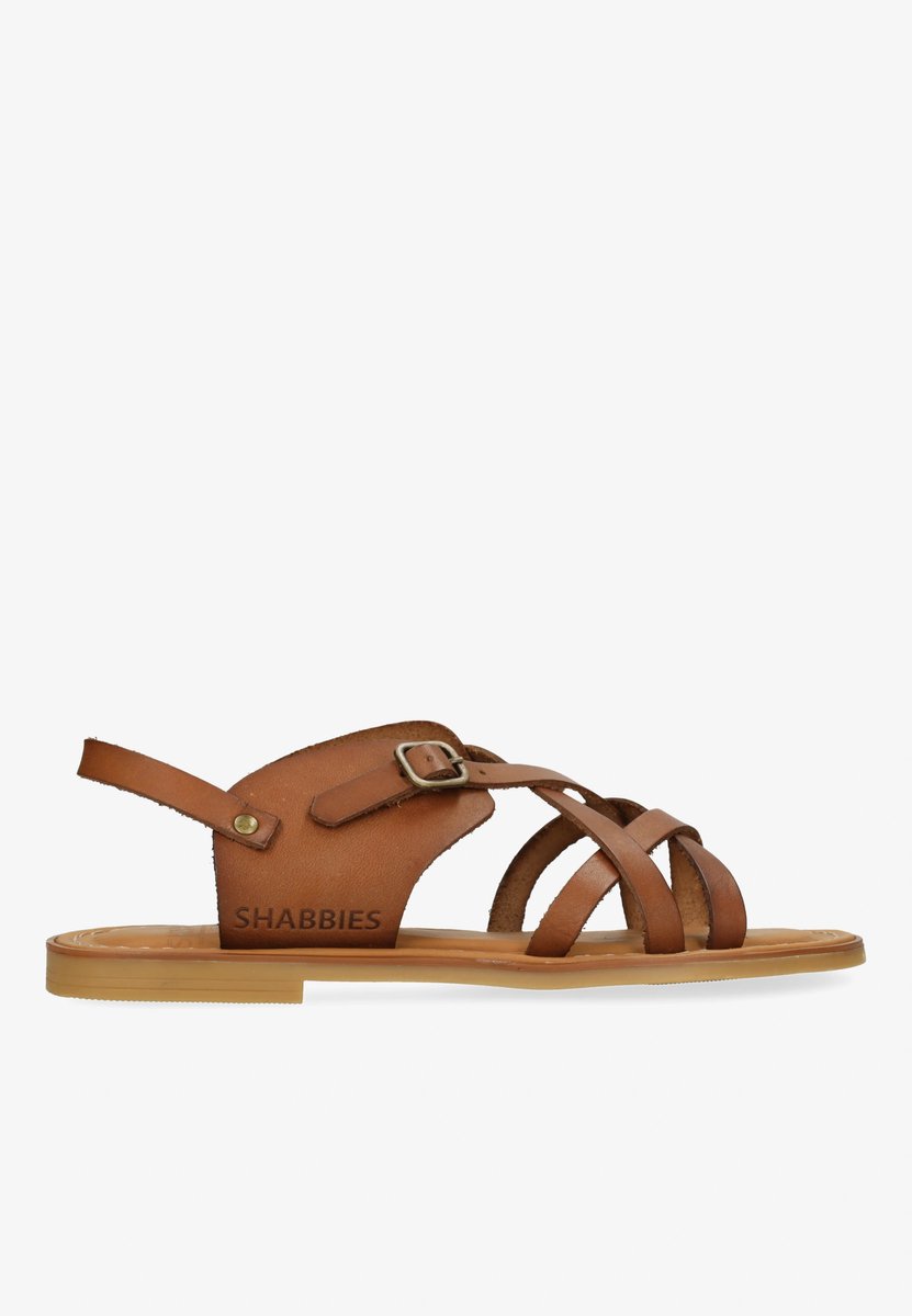 Shabbies Amsterdam - Angel Cross Sandaal Vachetta Cognac - Maat 41
