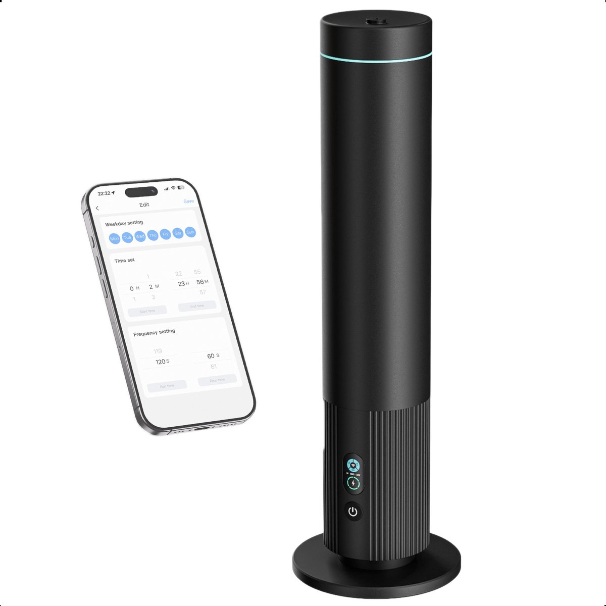 Fusify LX™ - Aroma Diffuser - Diffuser - Aromatherapie - FLUX Black 220m² - Geurverspreider - Smart App (Wi-Fi) & Afstandsbediening - Draadloos - tot 10 dagen batterijduur