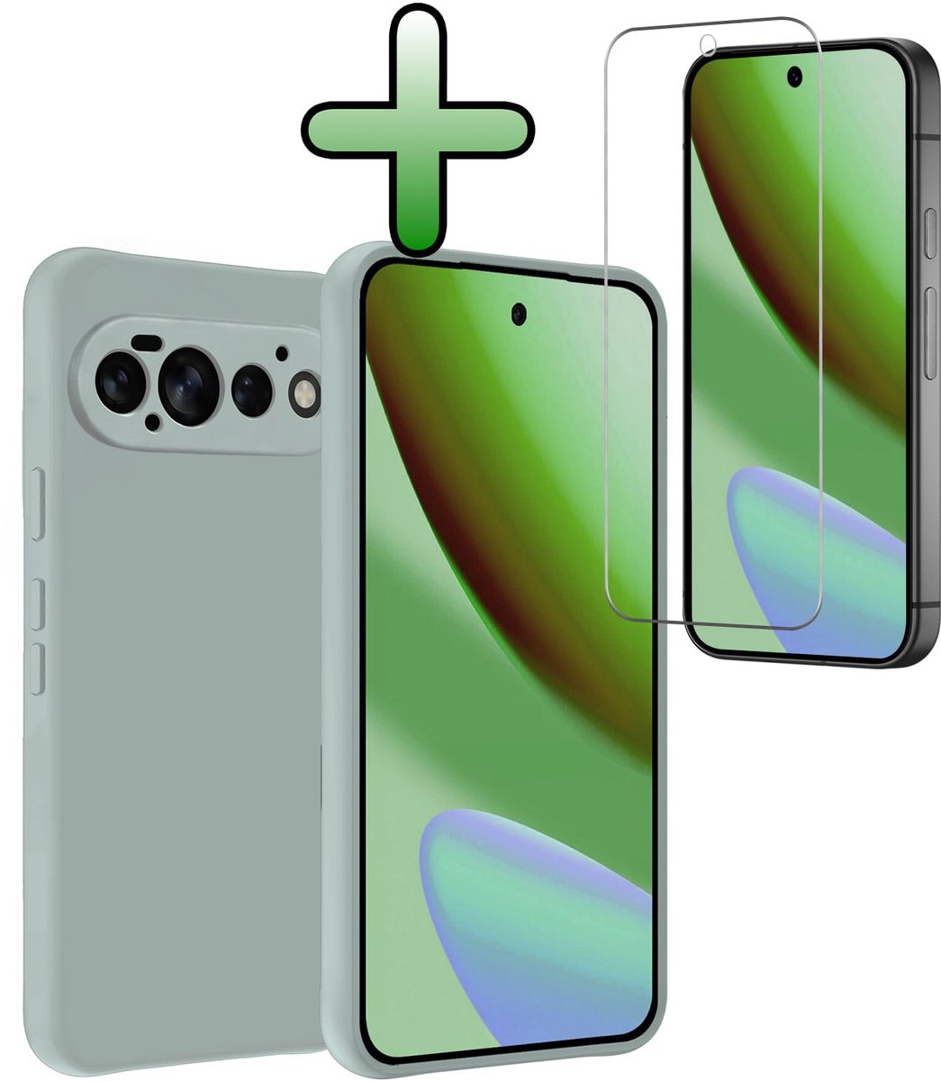 Hoesje Met Screenprotector - Geschikt voor Google Pixel 11 Pro - Sterk & Shockproof - Back Cover - Siliconen Case - Telefoon Hoes - Lichtblauw