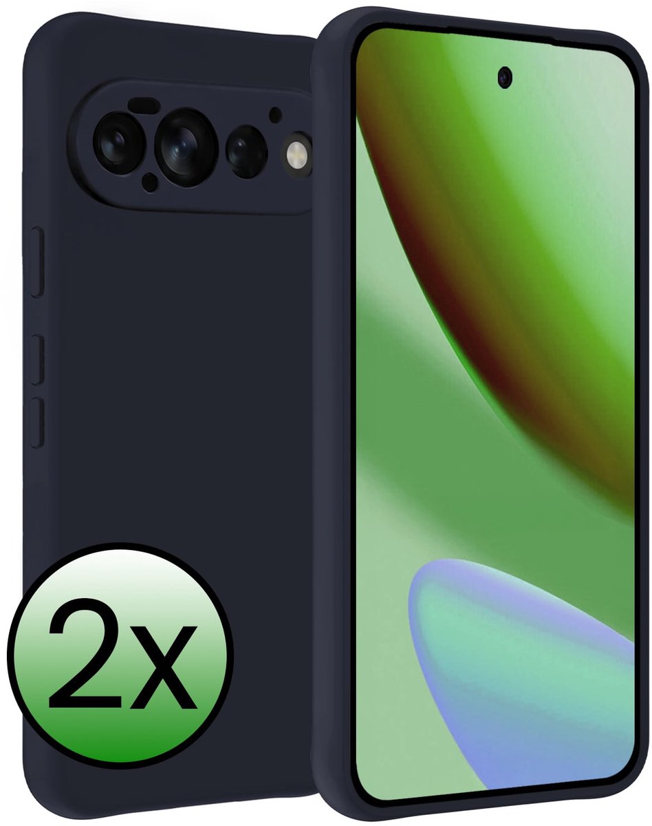 Hoesje 2 Stuks - Geschikt voor Google Pixel 11 Pro - Sterk & Shockproof - Case Siliconen - Back Cover - Telefoon Hoes - Donkerblauw