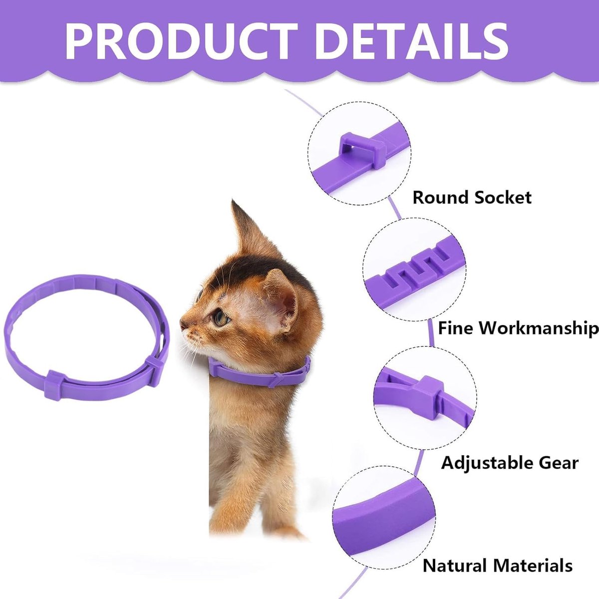 SnelShoppen - 4 Pack Kalmerende Halsband voor Katten, Pheromonen Halsband voor Stressvermindering, Verstelbaar en Waterproof, Anti-Stress Cat Collar v