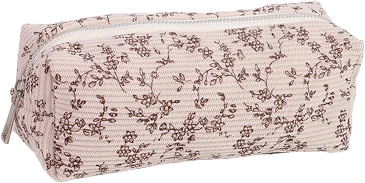 SnelShoppen - Pencil Case voor Meisjes, Multifunctionele Etui, Gevoerde Pennenzak, Beige, Ideaal als Cosmetica Tasje, Groot Capaciteit, Perfect voor S