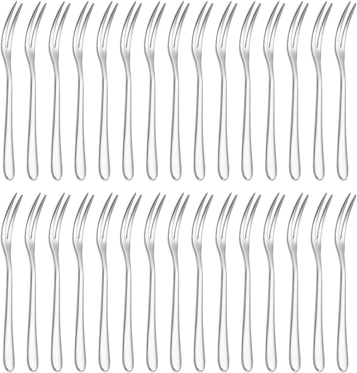 SnelShoppen - 30 Stuks Fruitvorkjes - RVS Dessertvorken Mini Voor Salade Aperitief Cocktail Sandwich Kaas - 13 cm Elegant en Herbruikbaar