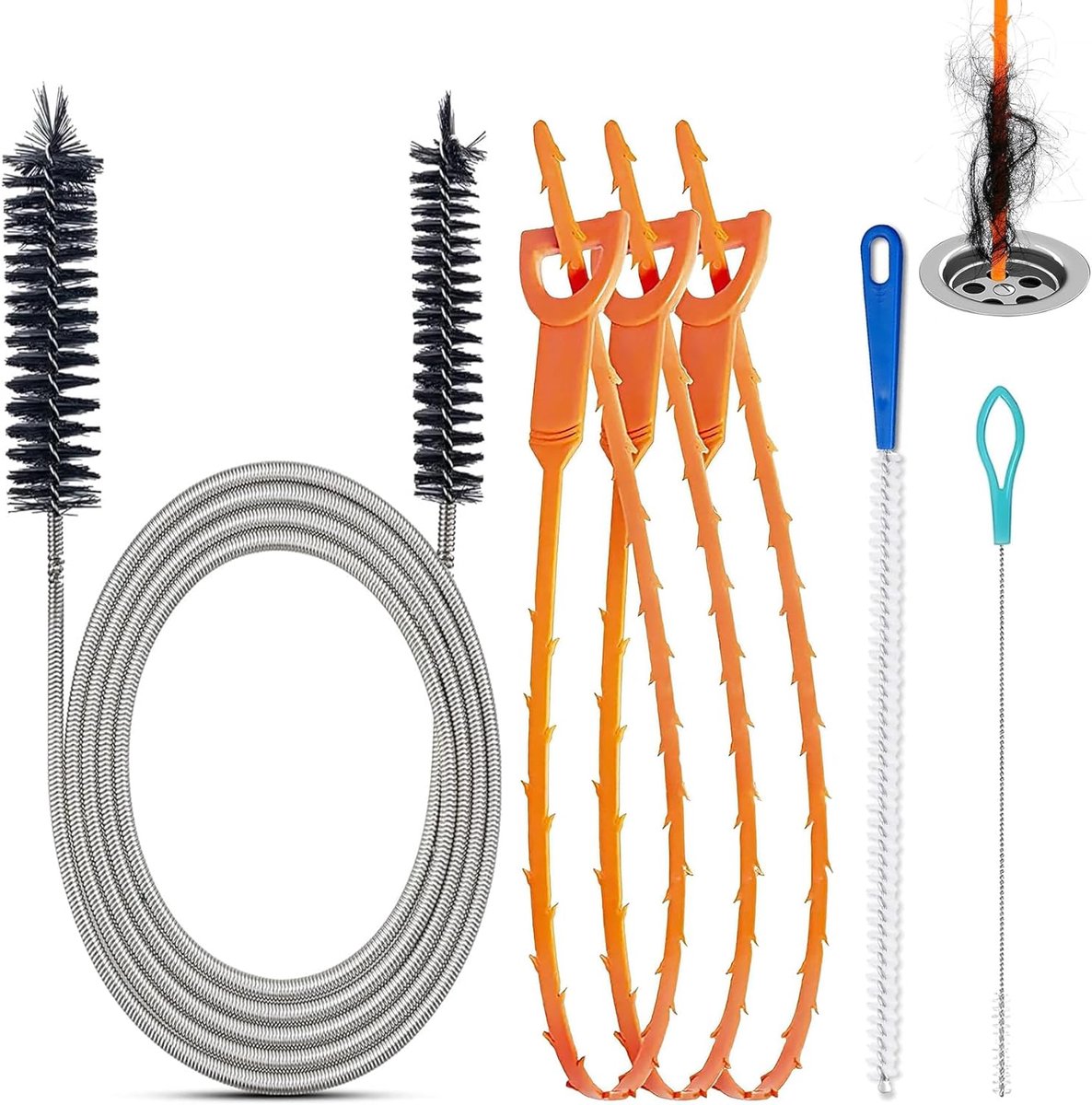 SnelShoppen - Pack van 6 Afvoer Ontstopper & Haar Blokkade Gereedschap Multi-Functionele Sanitair Tools Herbruikbaar voor Badkamer, Toilet, Keuken, Af