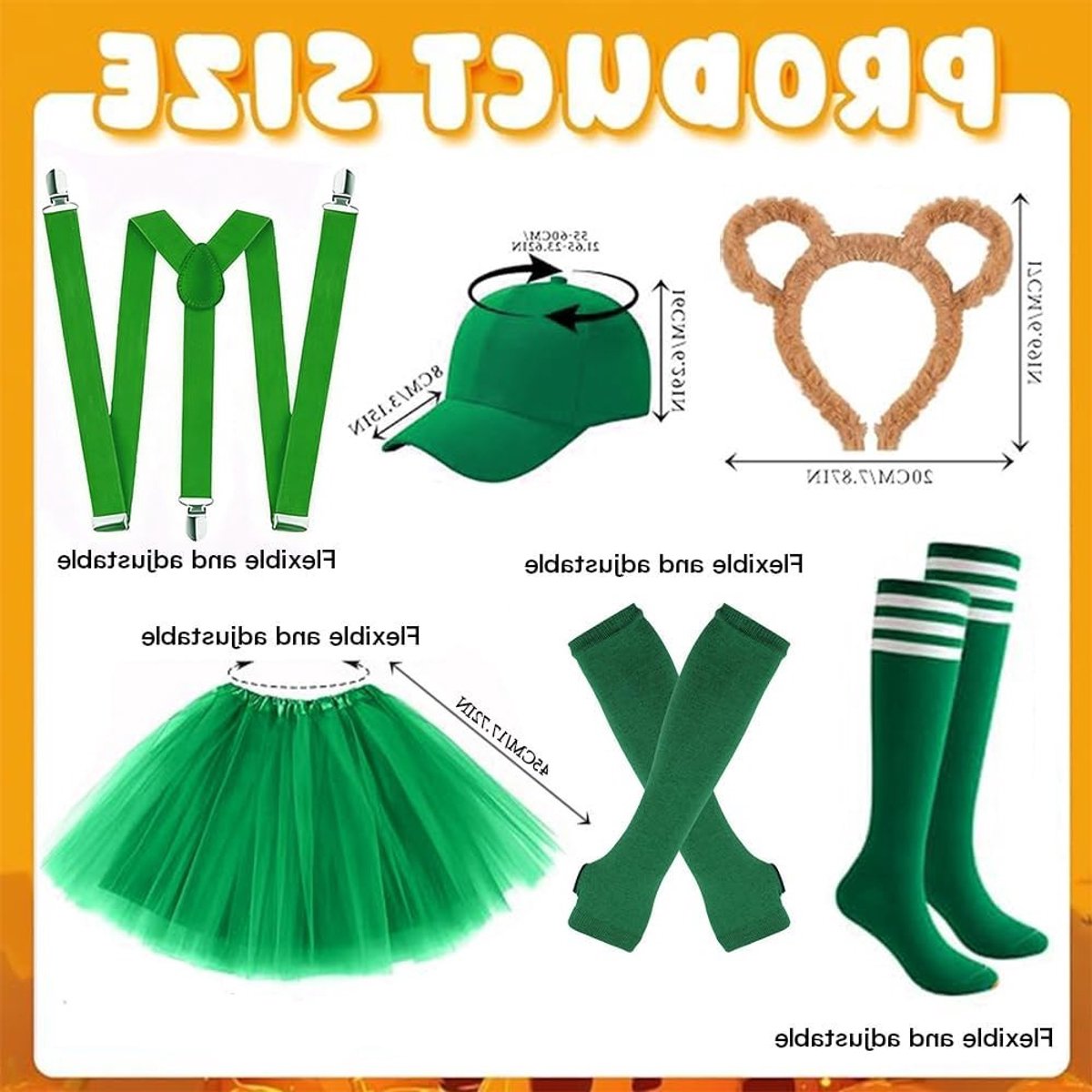 Gestreepte hoorn kostuumset voor feestjes, Halloween en verkleedpartijen met accessoires