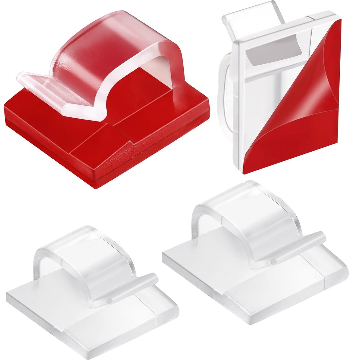 SnelShoppen - 60 Stuks Transparante Kabelclips met Lijm voor Buiten, Lichtclips met 3 Maten, Decoratieve Haakjes, Zelfklevende Kabelhouders voor Sfeer