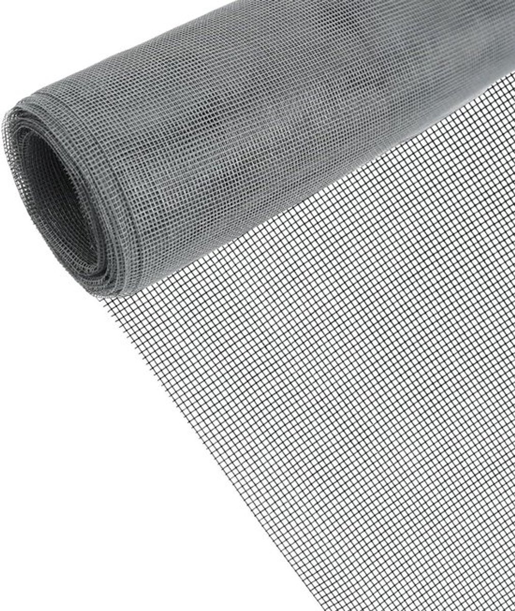 Vliegennet 120 x 250 cm voor ramen, dakraam en terrasdeur - Vliegengaas op maat te snijden - Veilig voor katten - Grijs