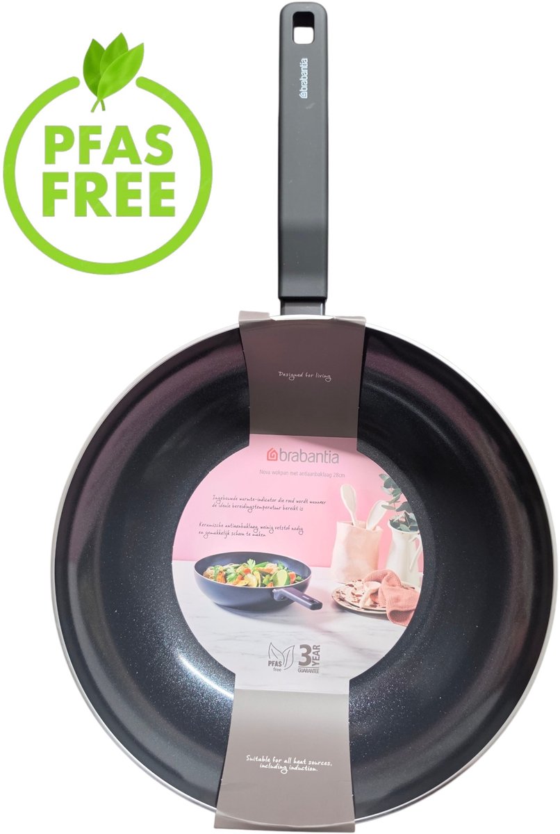 Brabantia Nova Wokpan - Ø 28 cm - keramische antiaanbaklaag - Geschikt voor Inductie