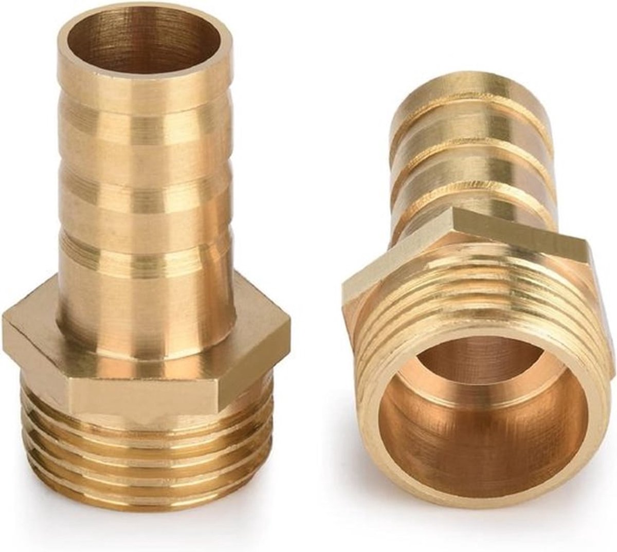 Messing slangtuit met weerhaak aansluiting, 1/2 inch adapter, 2 stuks