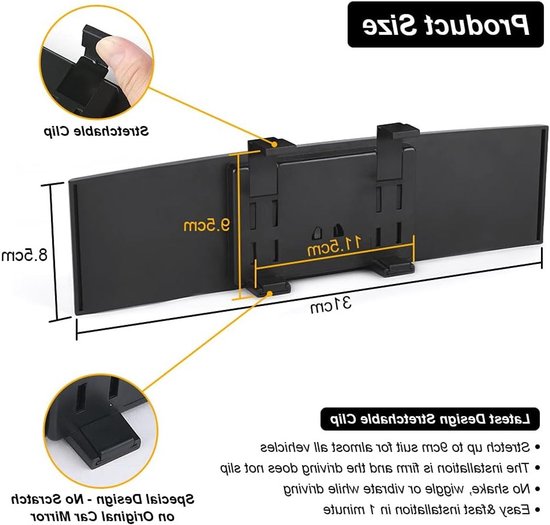 Universele Anti Glare Achteruitkijkspiegel - HD Convex Achteruitkijkspiegel Voor Auto's - SUVs - CRVs - Vans - Trucks - Brede Hoek Achteruitkijkspiegel van Merkloos — afbeelding 5