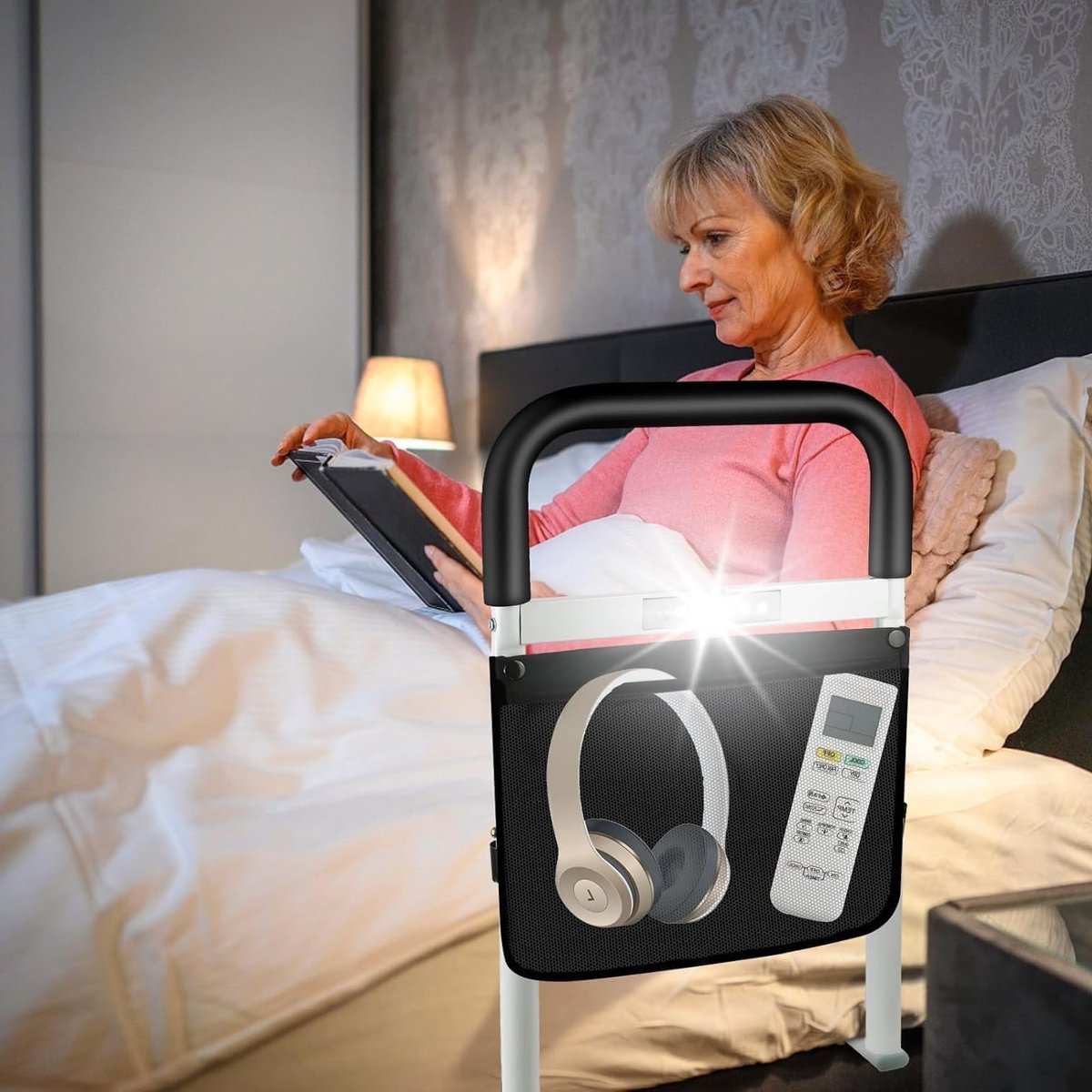 Dailygoods - Veiligheidsrail voor Bed met Opbergzak - Valpreventie voor Ouderen en Zwangeren