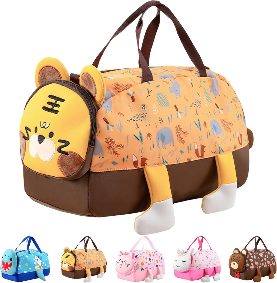 SnelShoppen - Kids Sporttas - Zwemtas met Vochtcompartiment - Waterdichte Weekend Reisbag voor Fitness, Dans, Zwemmen, Reizen - Tijgerprint - 30L