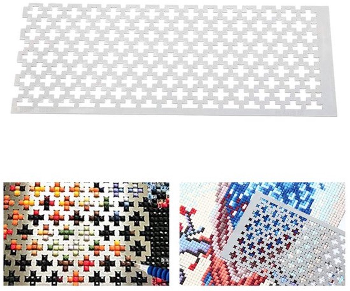 Liniaal Hoogwaardige RVS - Vierkante Liniaal - Diamant schilderhulpmiddel - Mosaïek/Hekwerk - Antislip - Eenvoudig in Gebruik - Diamant schilderen
