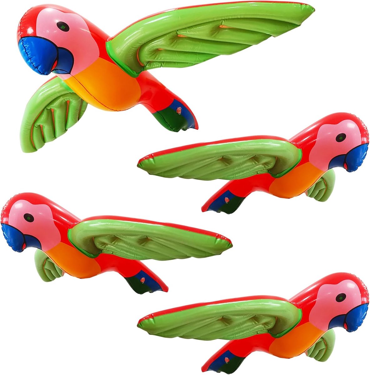SnelShoppen - 4 Opblaasbare Papegaaien - Tropische Vogels - Zwembadspeelgoed - Piraten Decoratie - Halloween en Carnaval Accessoires - Scheurbestendig