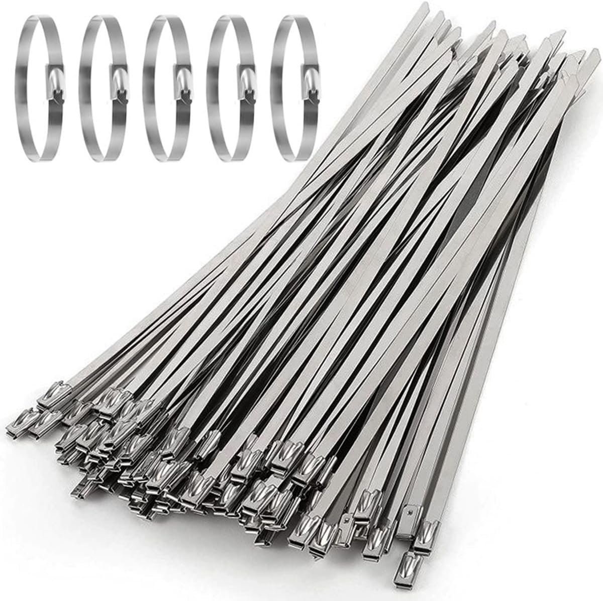 SnelShoppen - Stainless Steel Kabelbinders Set van 50 Stuks - 500x7.9 mm Roestvrijstalen Kabelties - UV-bestendig en Verwijderbaar - Perfect voor Tuin