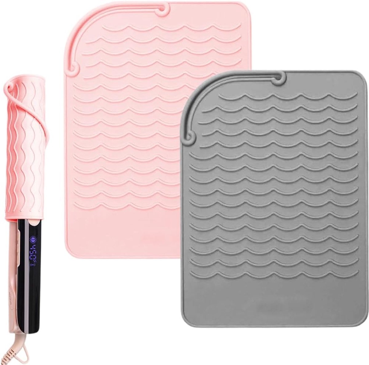 SnelShoppen - 2 Stuks Hittebestendige Siliconen Mat Tassen voor Krultangen, Haarstylers, Multifunctionele Antislip Mat Pad, Veilig voor Thuis en Reize