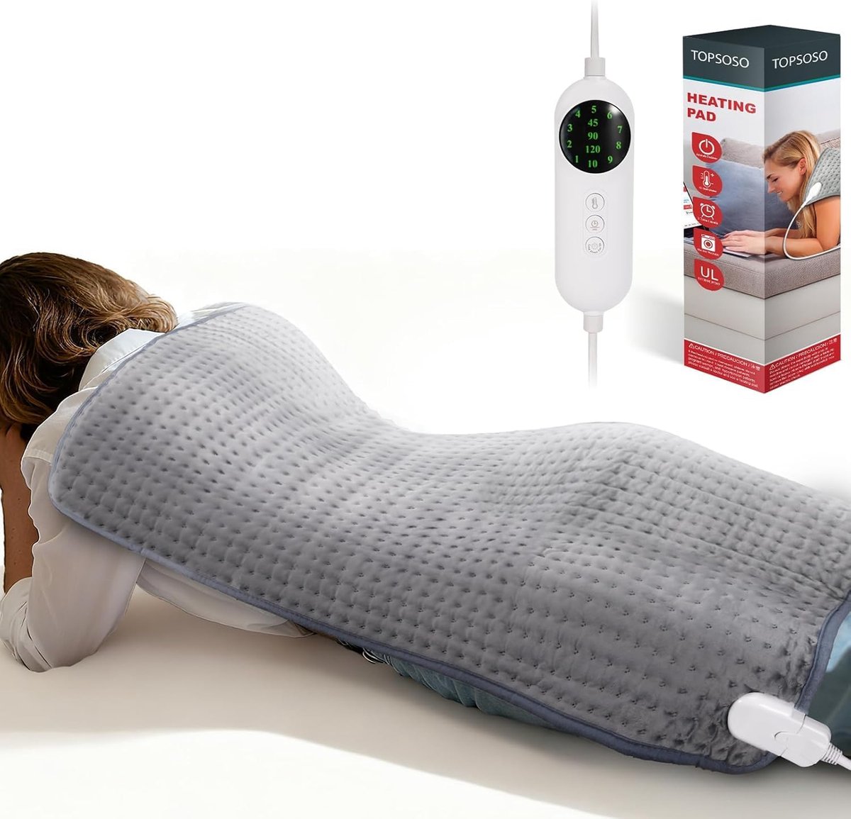 SnelShoppen - Elektrische Dekens 100 x 50 cm met Automatische Uitschakeling, Snelle Verwarming, Veilig Verwarmingskussen voor Rug, Nek, Schouders - Gr