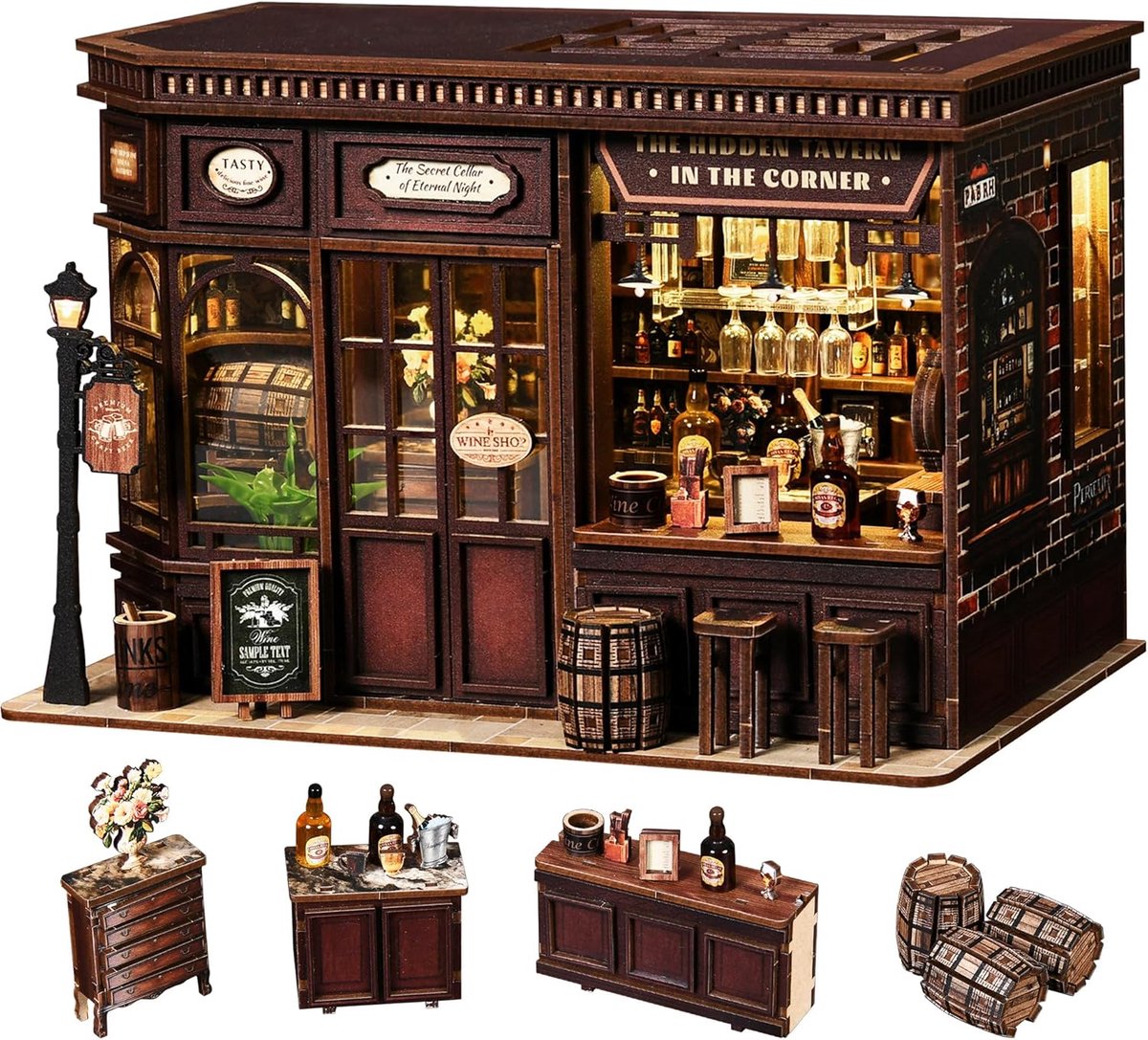 SnelShoppen - MAKEASY DIY Miniature Home Set - 3D Houten Puzzel Boekenkast Decor, Miniatuur Tiny House Model voor Volwassenen en Tieners, Creatieve Ca