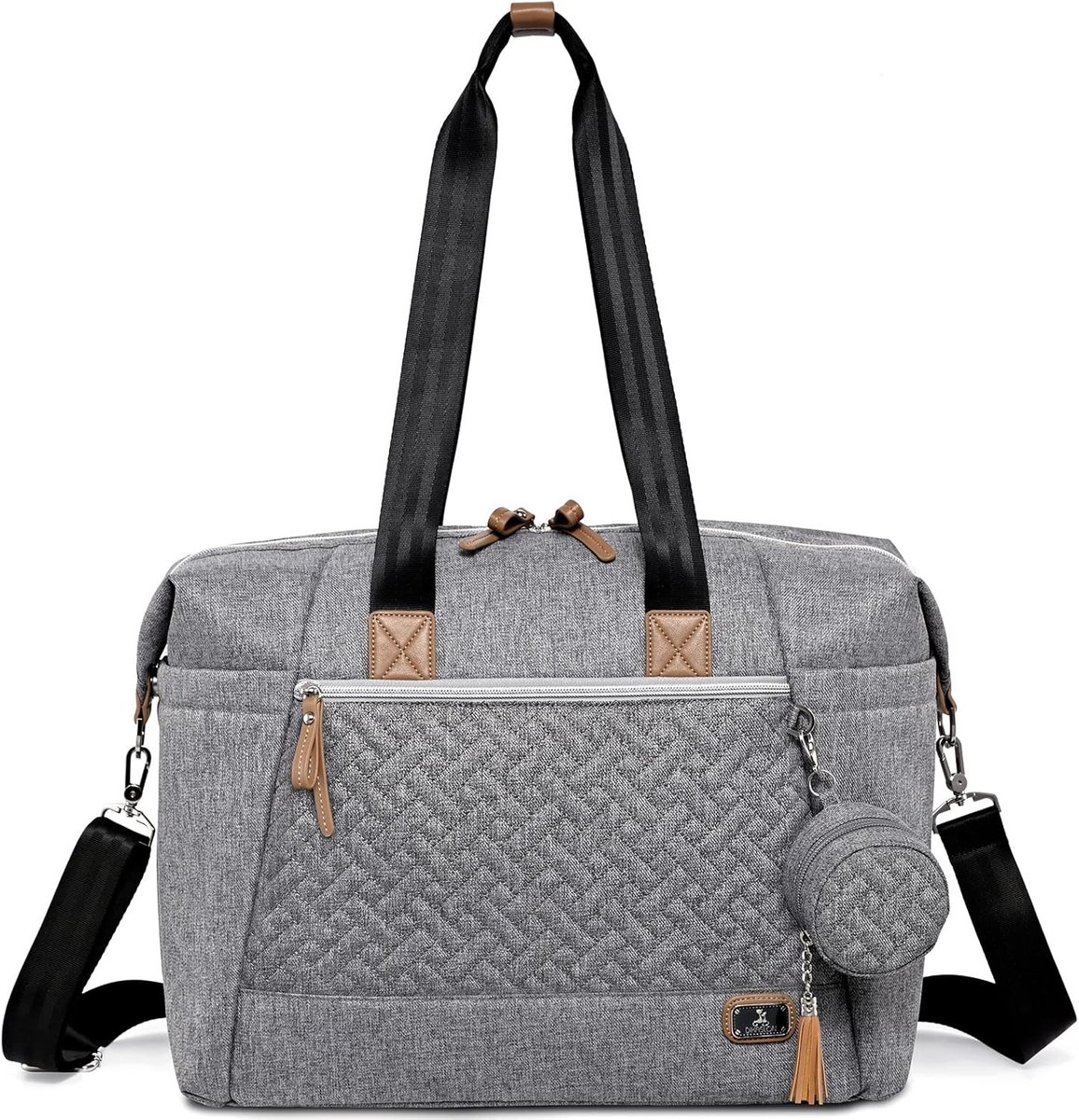 SnelShoppen - Waterproof Luiertas met Verschoonmat en Fopspeenhouder, Grote Maternity Bag voor Mama of Papa (Grijs) - Duurzaam, Functioneel, Polyester