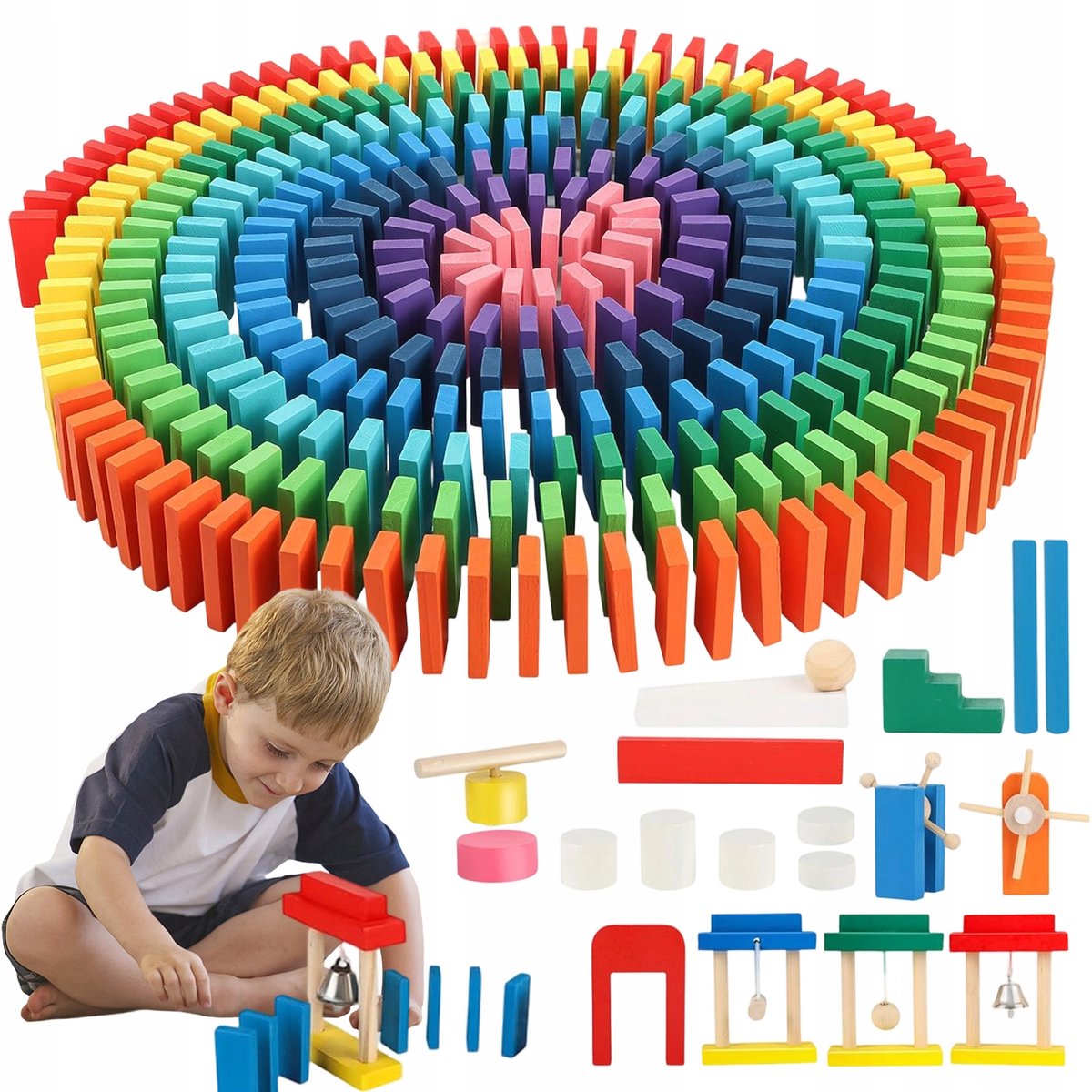 Gekleurde Domino Set - Bouwstenen - 10 Kleuren - Domino Stenen - Veilig - Opbergtas - Educatief Speelgoed - Voor Kinderen & Families - Cadeau