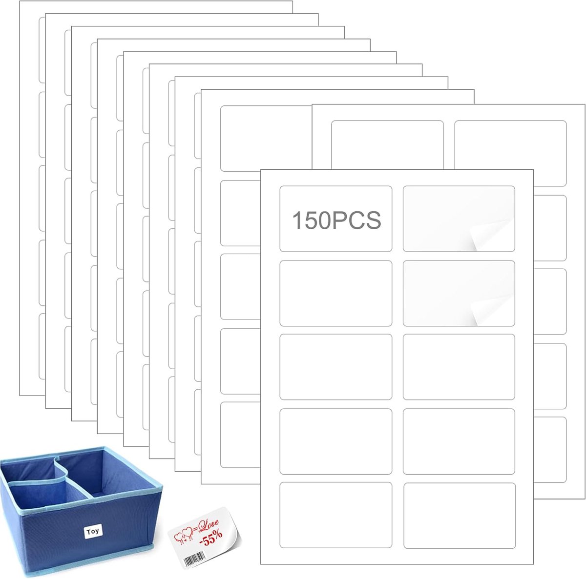 SnelShoppen - 150 Weerbestendige Folielabels 80x50mm | Permanente Hechting Universele Labels Voor Huishoudens, Uniformen, Boekentassen, Stationery