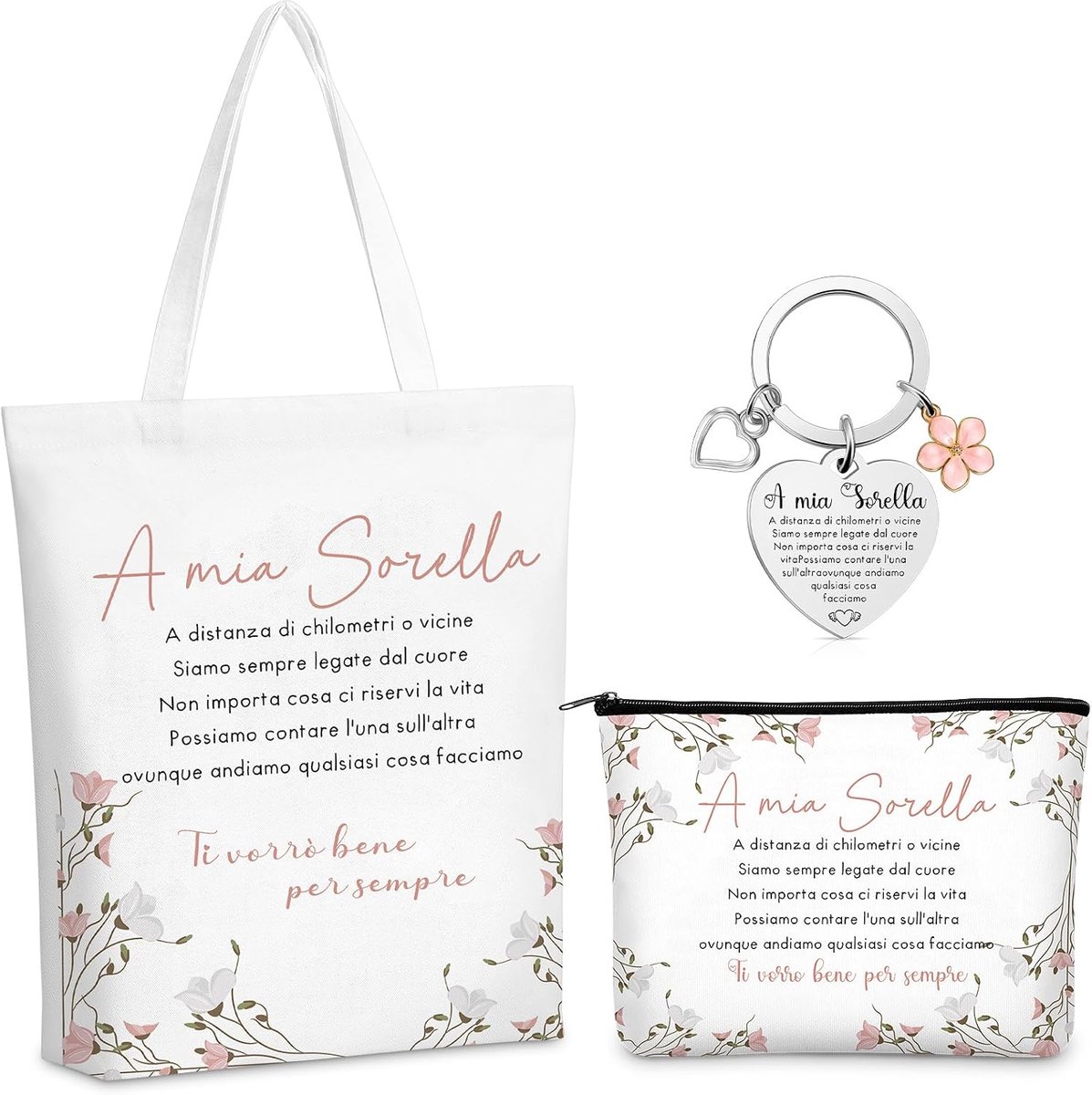 SnelShoppen - 3-delig Coworker Gift Set voor Kerst - Sleutelhanger, Toiletzak en Canvas Schoudertas - Perfect Cadeau voor Collega's, Verjaardag, Afsch