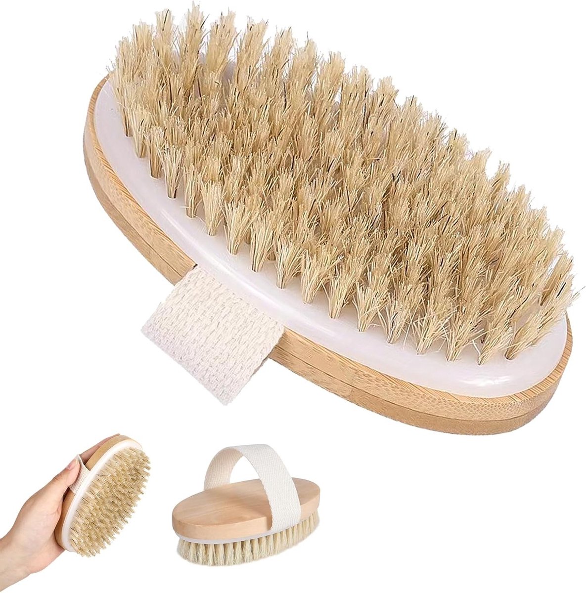 Droogborstel Lichaamsborstel - Huidpeeling Massageborstel - Huidverjonging Lymfedrainage - Natuurlijke Borstelharen Hout - 126 x 66 x 39 cm