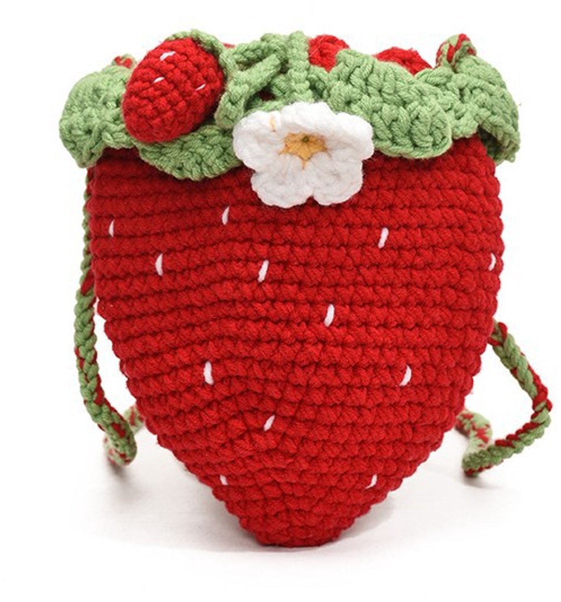 Ryoudavell - Aardbei Gehaakte Handtas - Schattige Gebreide Tas voor Meisjes - Handmade Crossbody - Mini Schoudertas - Boho