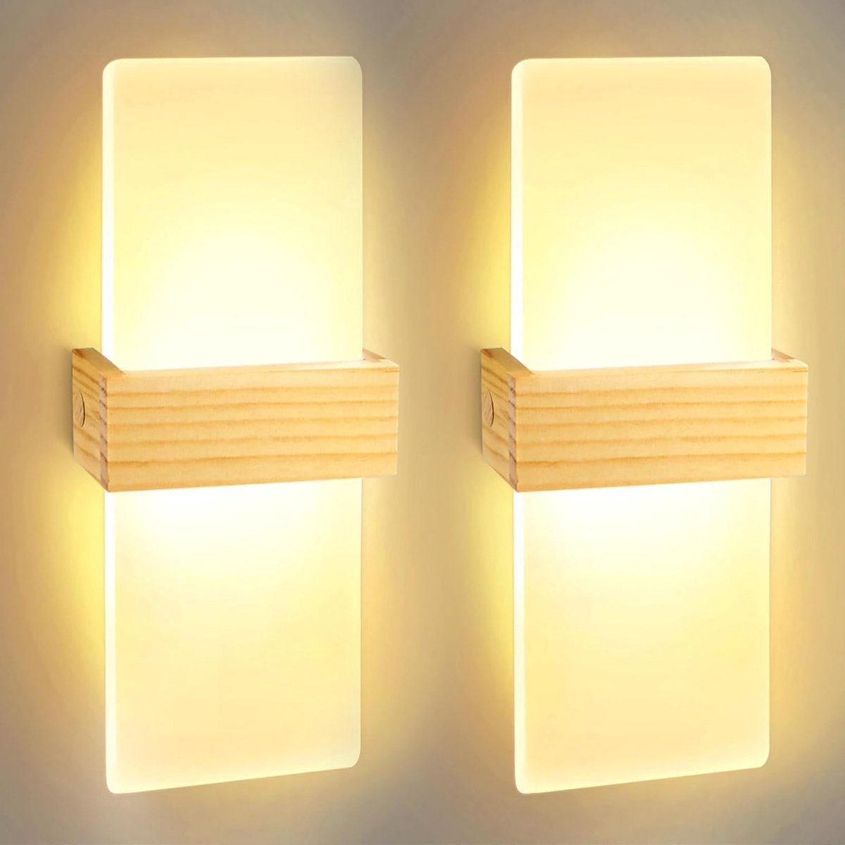 Set van 2 12 W LED Wandlampen voor Binnen met 3000K Warm Wit Licht - Acryl Up and Down Wan