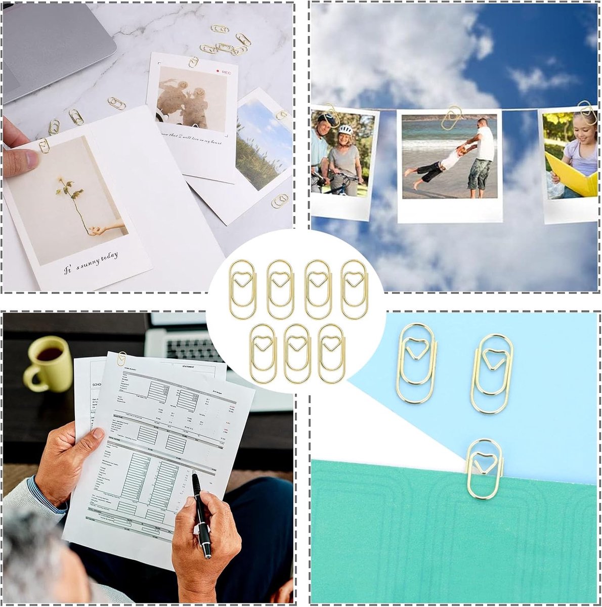 SnelShoppen - Paperclips Set met Transparante Doos, Ovalen Motief voor Kantoor, Klaslokaal, 250 Stuks, Goud, Rvs, Roestvrij, Corrosiebestendig