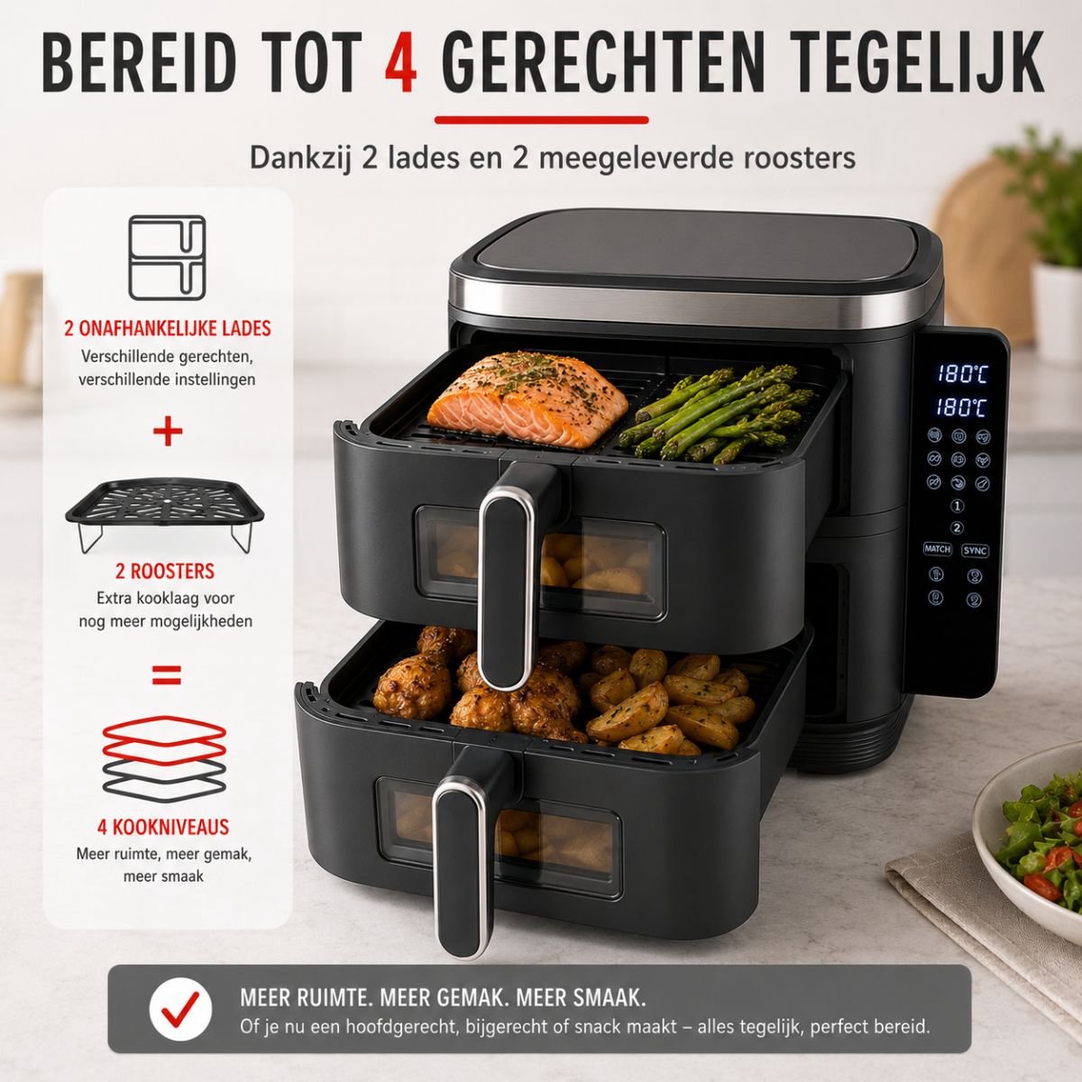 Alpina Airfryer XXL met 11L en Dubbele Lade - afbeelding 3