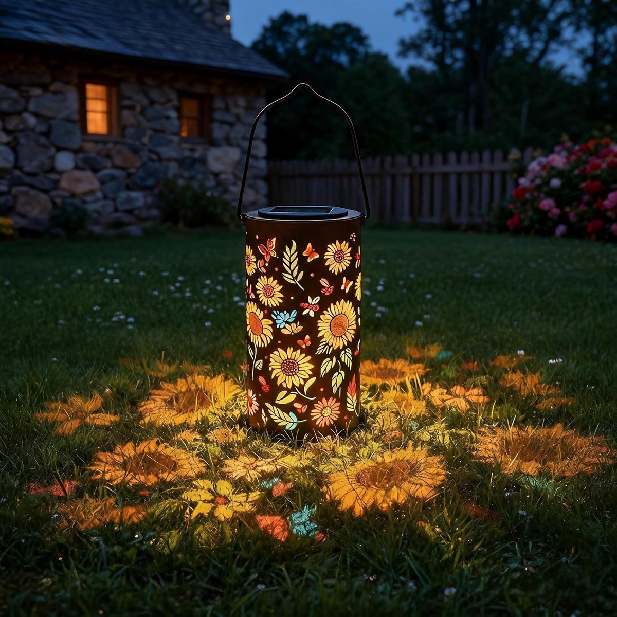 Colorful Sunflower Glow Zonne Tuinlantaarn - Hanglamp op Zonne-energie voor Buiten - Water