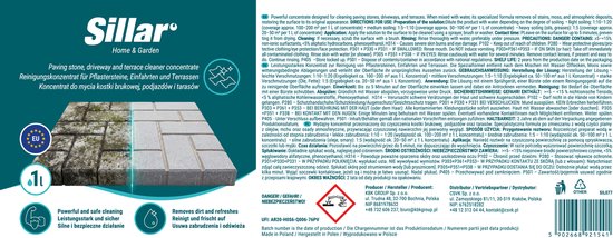 Sillar Reinigingsvloeistof voor straatstenen - groene aanslag reiniger - oor bestrating en terrassen - verwijdert mos, groene aangroei en olievlekken - concentraat - 1 L — afbeelding 2