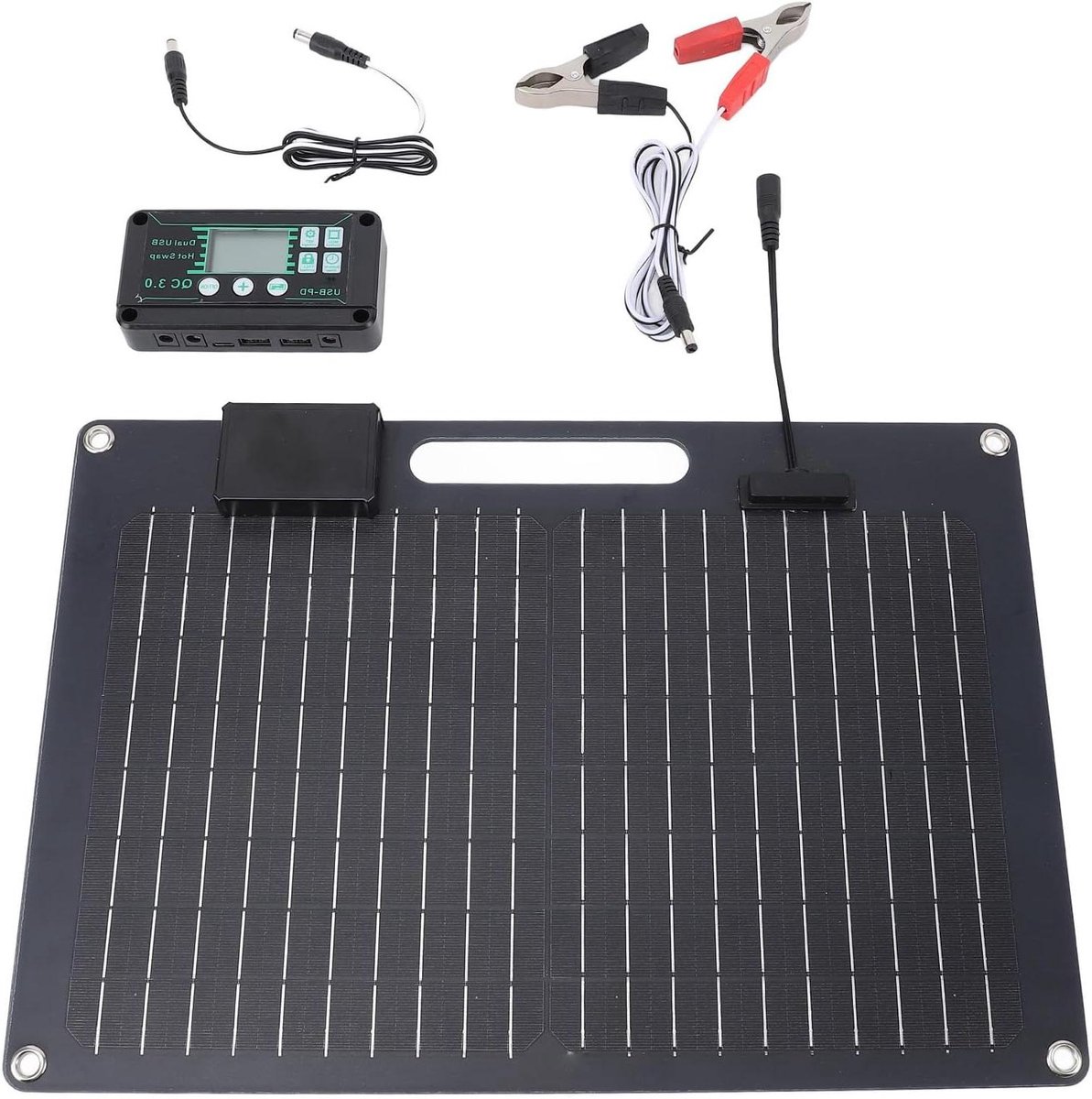 Zonnepaneel Set - Draagbare Energie - Accu Opladen - Monokristallijn Silicium - 100W - Zwart