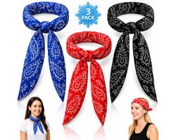 Twenty4seven® Koelsjaal Set - 3 stuks - Sjaal Dames & Heren Zomer - Koelhanddoek Verkoelend - Sport - Hoofdpijn Verlichter - Zwart, Rood & Blauw